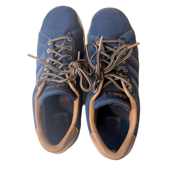 Adidas Navy Blue Three-Stripe Neo Sneakers Mens 8.5 - Picture 4 of 11